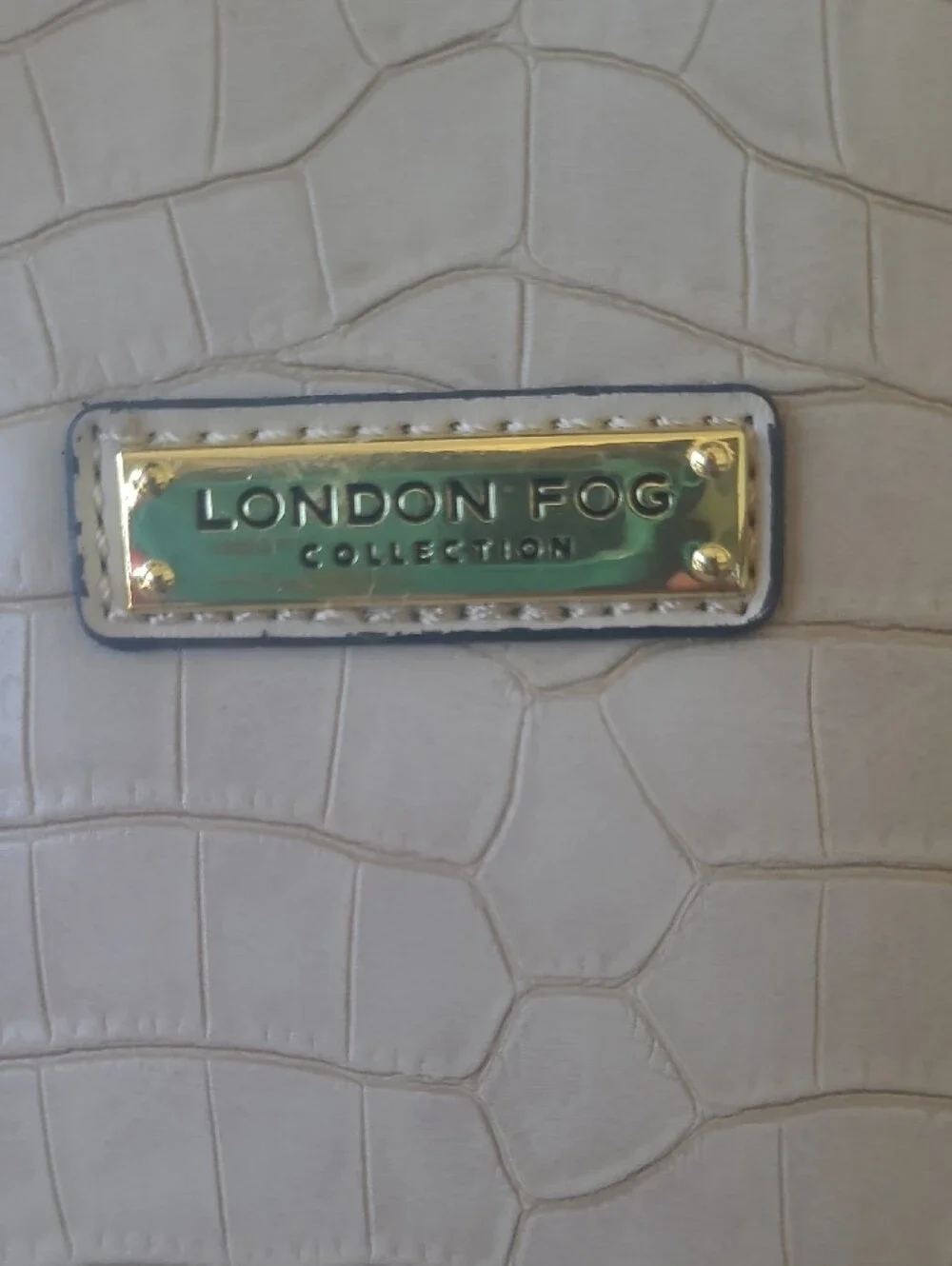 London Fog Cream Croc-Embossed Satchel with Gold Hardware - Picture 2 of 11